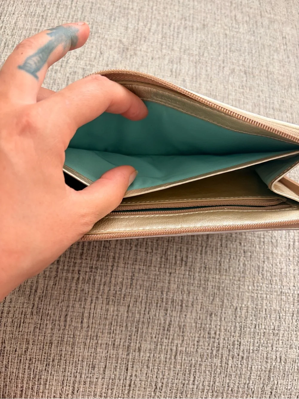 Coach Brown and Tan Signature Zip Wallet